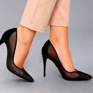 Steve Madden Black Mesh Suede Leather Pumps / High Heels (size 9)